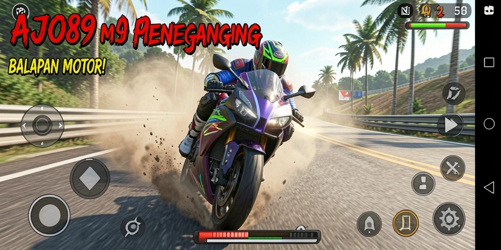 Gameplay mendebarkan dari AJO89 yang menampilkan balapan motor.