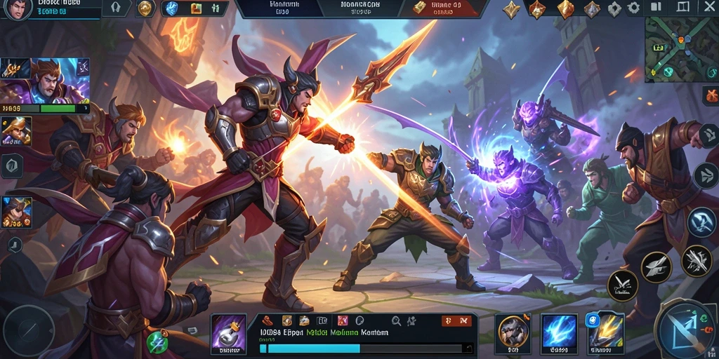 Tampilan gameplay yang mendebarkan dalam ID098 MOBA.