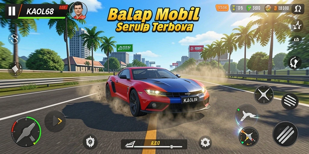 Gameplay seru dari KAOL68 dengan mobil balap yang menantang.