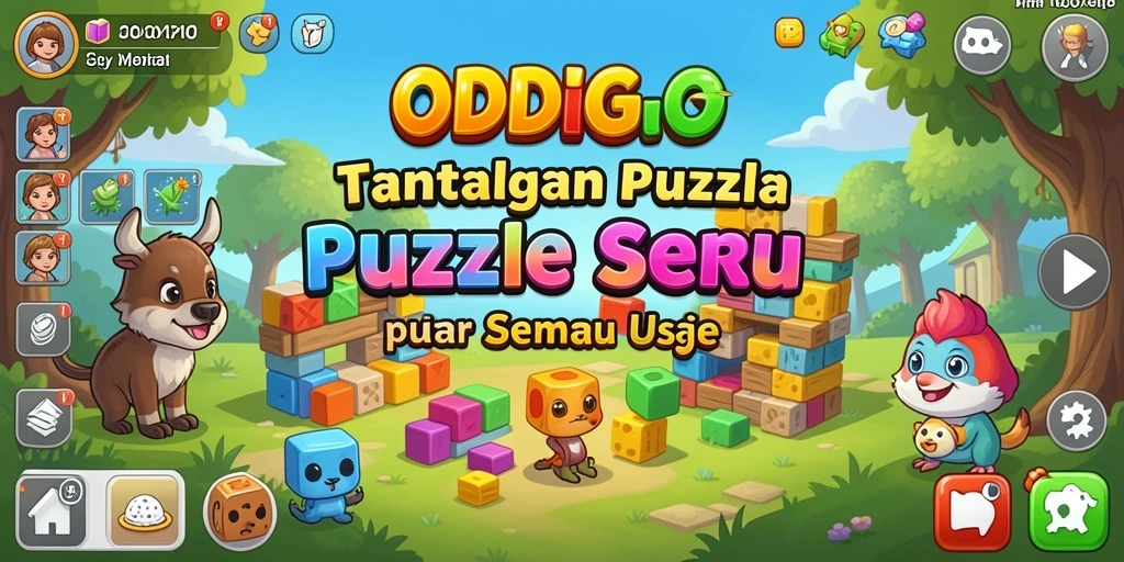 Tampilan gameplay ODDIGO yang mengasyikkan dan penuh warna.