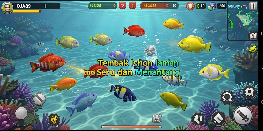 Tangkapan layar gameplay OJA89 dengan aksi tembak ikan yang mendebarkan.