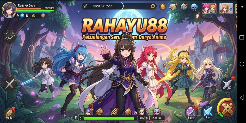 Tampilan utama gameplay RAHAYU88 yang menakjubkan dengan karakter Anime.