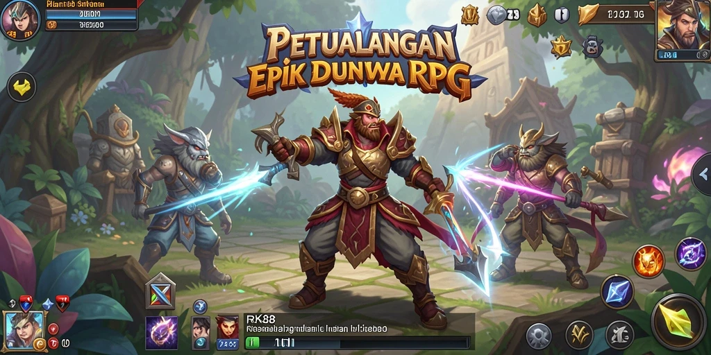 Screenshot menampilkan aksi seru di dunia RPG RK88.