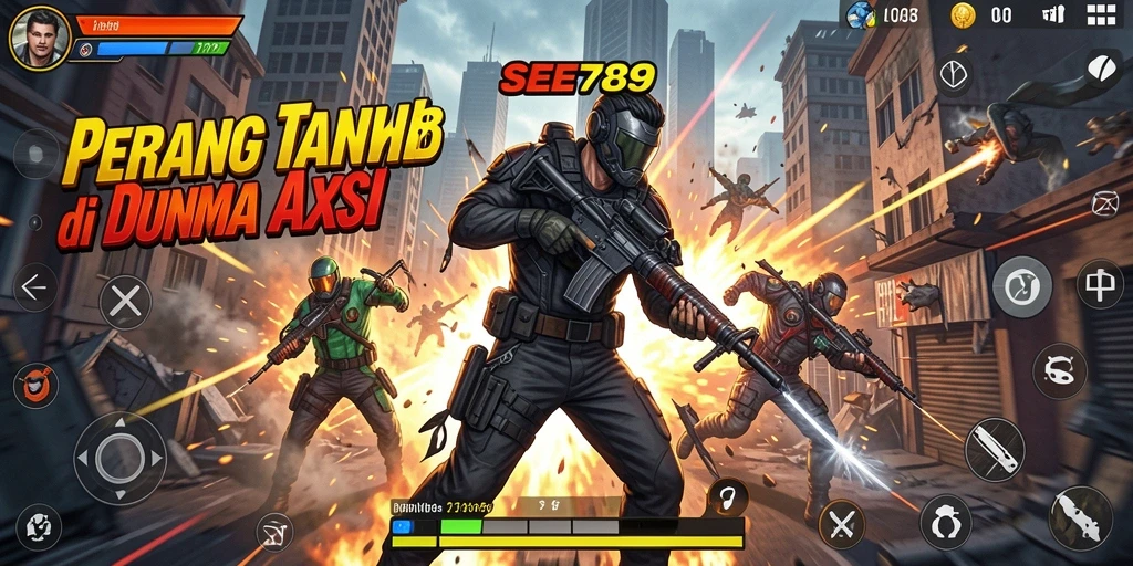 Screenshot utama menunjukkan aksi seru dalam gameplay SEE789.